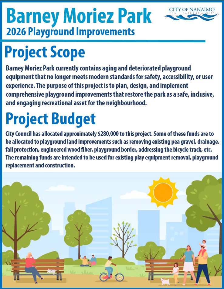 Barney Moriez Park currently contains aging and deteriorated playground equipment that no longer meets modern standards for safety, accessibility, or user experience. The purpose of this project is to plan, design, and implement comprehensive playground i