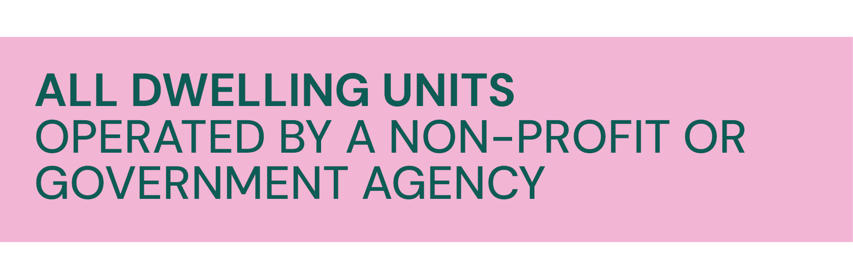 Coloured box that reads "All dwelling units operated by a non-profit or government agency
